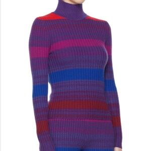 The Elder Statesman Purple Nightfall Striped Wool and Cashmere Turtleneck